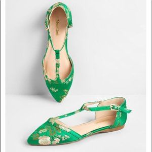 *SOLD* ModCloth 'Turn Back Prime' Green T Strap Ballet Flats 7W